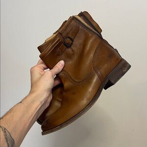 Frye Tan Leather Ankle Booties